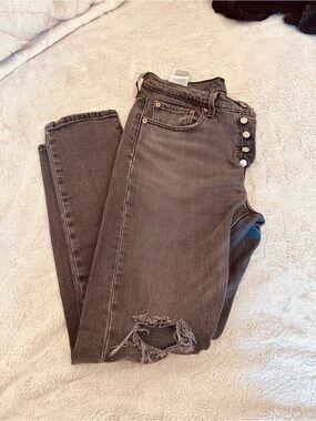 Levi's Black Skinny Jeans with Side Button Detail
